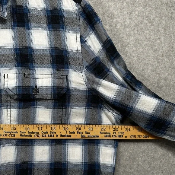 Calvin Klein Jeans Mens Button Up Plaid Shirt Blue Light Flannel Gravity Large - Picture 10 of 11